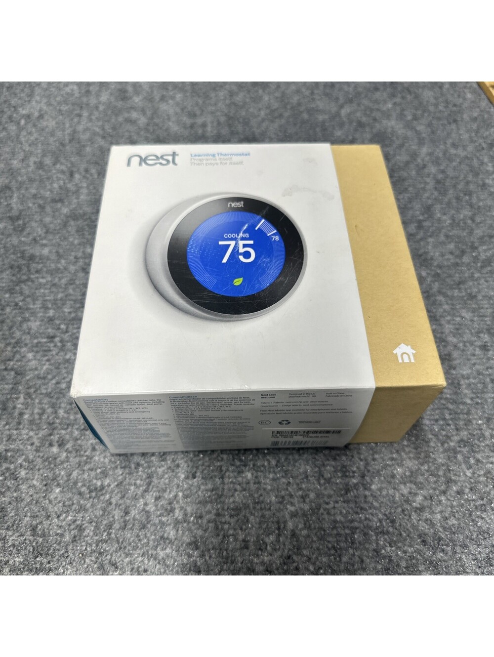 Google Nest 3rd Gen Learning Thermostat Smart Stainless Steel T3007ES